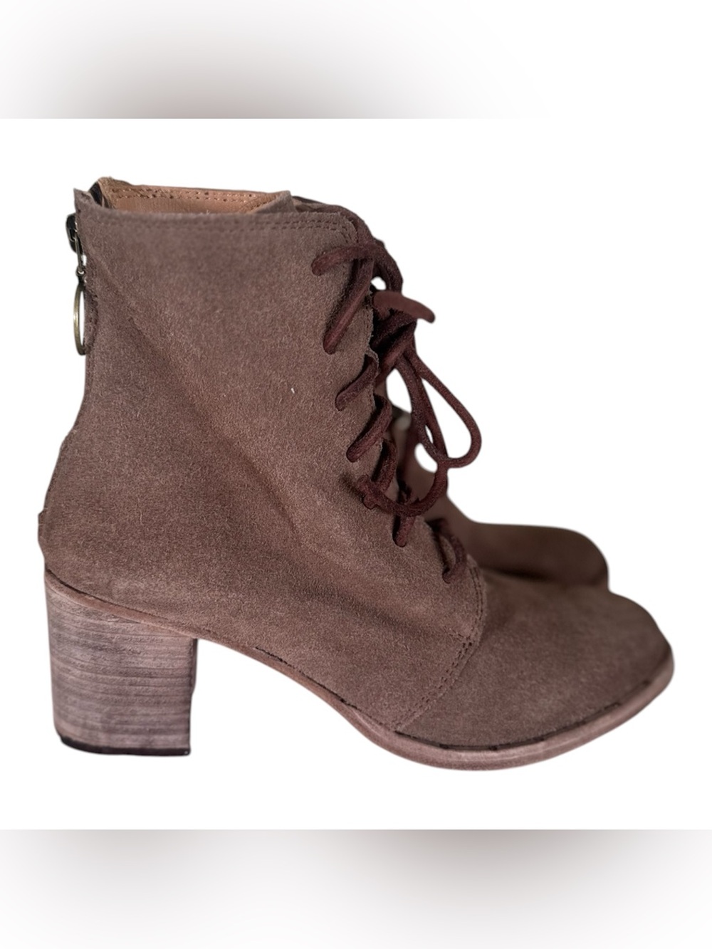 Beek Anthropologie Leather lace up bootie heeled brown steampunk boho Americana